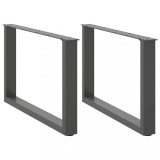 vidaXL Picioare pentru măsuță de cafea &icirc;n formă de U, 2 buc., antracit, 60x(42-43) cm, oțel