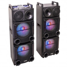 Set 2 boxe Party profesionale, 1200 W, Bluetooth, USB/SD,AUX, telecomanda foto