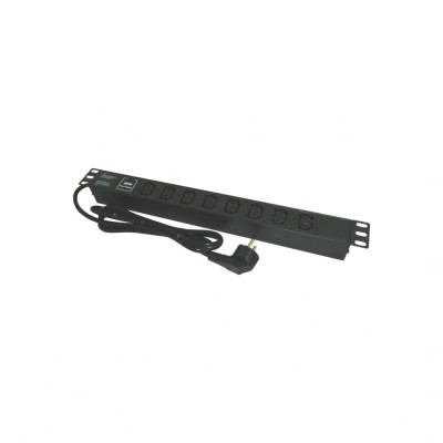 PDU EMTEX aluminiu PDU, 19 inch, 8 prize C13 ,protectie la supratensiune , 16A, 3500W, 3x1.5, 2M 1U foto