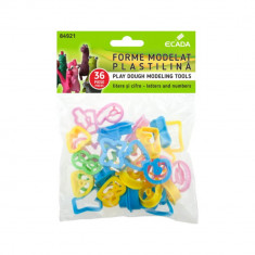 Forme Modelat Plastilina din Litere si Cifre ECADA, 36 Forme Diferite, 3.5 cm, Plastic, Diverse Culori, Forme pentru Modelarea Plastilinei, Forme pent