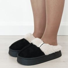 Papuci de casa dama imblaniti Negru 9719 112