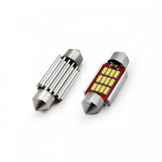 Set becuri auto cu LED CANBUS sofit compatibil C5W 12 SMD 4014 39mm Alb 12/24V,