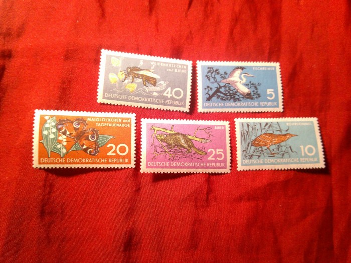 Serie DDR 1959 - Fauna , 5 valori