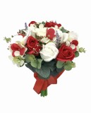 Buchet mediu personalizabil cu trandafiri, hortensii si orhidee (Alb, Rosu), Eventissimi&reg;