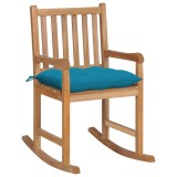 vidaXL Scaun Balansoar Lemn Tec, Perna Albastru Deschis, Interior/Exterior, 58x92.5x106cm