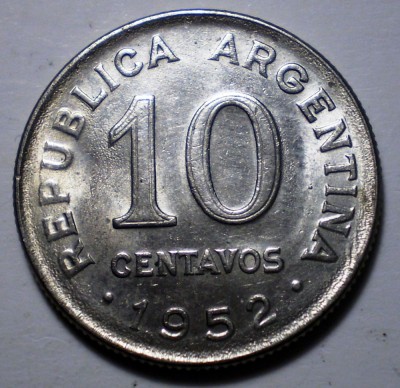 7.848 ARGENTINA JOSE DE SAN MARTIN 10 CENTAVOS 1952 EROARE foto