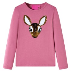 Tricou pentru copii cu m&acirc;neci lungi roz zmeură 116
