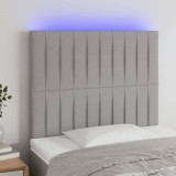 Cumpara ieftin Tăblie de pat cu LED, gri deschis, 80x5x118/128 cm, textil