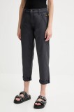 G-Star pantaloni culoarea gri, fason chinos, high waist, D25257-D715