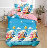 Lenjerie De Pat Baby Xf026, Bumbac, 4 Piese, Fara Elastic, Imprimeu