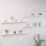 vidaXL Rafturi de perete, 4 buc., alb extralucios, 115x9x3 cm