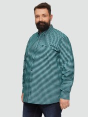 Camasa barbati big sizes, cu maneca lunga si imprimeu in carouri, Regular fit, Verde inchis, 2XL