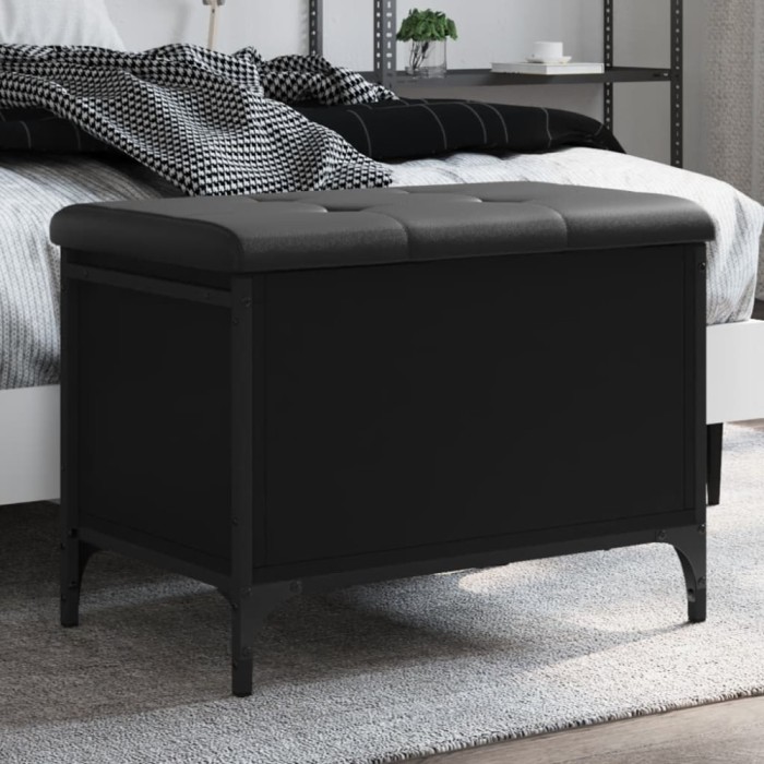 vidaXL Bancă de depozitare, negru, 62x42x45 cm, lemn prelucrat 835137