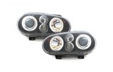 Faruri VW Golf 4 Angel Eyes Negre pentru LHD, 1997-2003