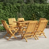 vidaXL Scaune Gradina Pliante, 6 buc, Lemn Tec, 61x67x90cm, Scaun Exterior, Relaxare, Mobilier Gradina, Lemn Masiv, Rezistent Intemperii