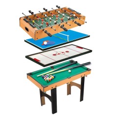 Masă de joc 4 &icirc;n 1 pentru foosball, ping-pong, biliard și air hockey