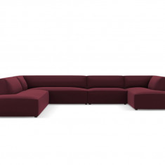 Coltar panoramic stanga 7 locuri, Ruby, Micadoni Home, BL, 366x273x69 cm, piele ecologica, bordo