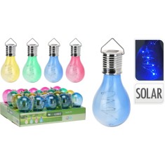 Lampa solara decorativa,forma de bec, LED, multicolor, exterior, gradina si terasa