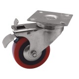 Roata mobila siliconata rosie cu frana, 1.5&quot; x 40 mm