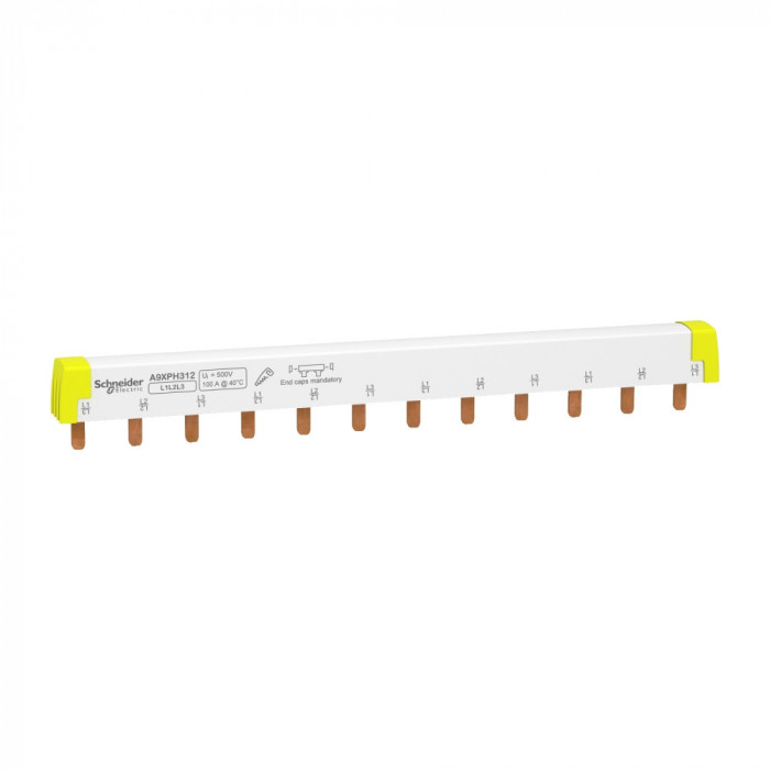 Bareta de alimentare 3P busbar pin 12M 100A Activ9 Schneider A9XPH312