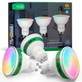 Set 3 Becuri LED Smart NOUS P8Z, ZigBee 3.0, GU10, RGB, 16 Milioane de Culori, Lumina Reglabila 2700-6500K, 4.9W, 420 lm, Compatibile Amazon Alexa si