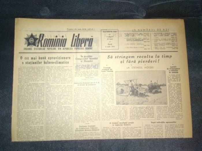 ZIARUL ROMANIA LIBERA 5 IULIE 1955