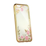 Husa Silicon DIAMOND Flower Samsung A750 Galaxy A7 2018/A8 2018 Plus Gold