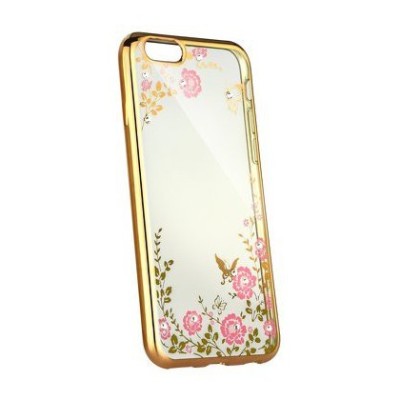 Husa Silicon DIAMOND Flower Samsung A750 Galaxy A7 2018/A8 2018 Plus Gold foto