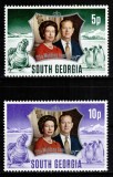 Georgia de Sud 1972, Mi #43-44**, Regina Elisabeta nunta argint, MNH! Cota 3 &euro;!