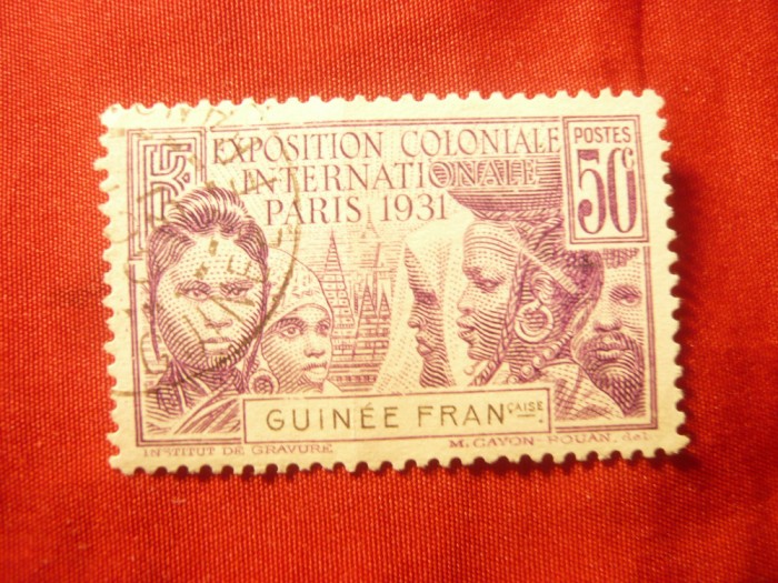 Timbru Guinea Franceza 1931 - Expozitia Coloniala , val. 50c stampilat
