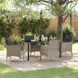 VidaXL Set de masă pentru grădină 5 pcs Gri deschis Rattan poli
