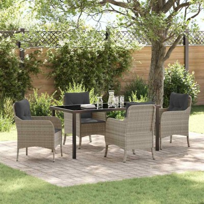 vidaXL Set de masă pentru grădină 5 pcs Gri deschis Rattan poli 3380186 foto