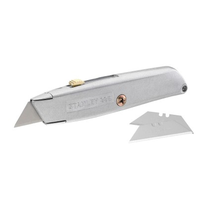 Stanley 2-10-099, Cutter metalic 99E cu lama retractabila, 160mm + 3 lame trapezoidale 62mm foto