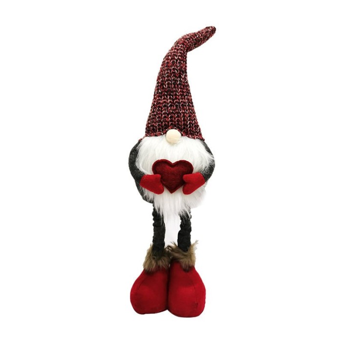 Figurina decorativa, pentru craciun, flippy, spiridus, omul padurii indragostit, picioare telescopice, inaltime reglabila 42 - 52 cm, rosu