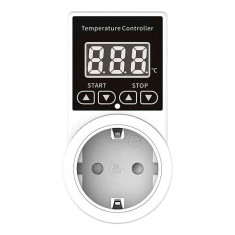 Priza Programabila Techstar&amp;reg; , Digital Timer, 240V, 10A, Timp/Temperatura, Termostat, Senzor Temperatura, Pentru sera, terariu, acvariu, germinare, in foto