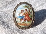 LIMOGES BROSA FRAGONARD pictata manual pe PORTELAN splendida SEMNATA manopera EXCEPTIONALA stare IMPECABILA FRANTA aprox 1920