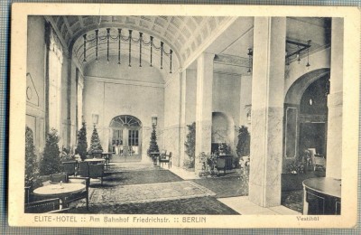 AD 398 C. P. VECHE - ELITE-HOTEL - BERLIN -CIRC.1910-CATRE SERBAN OTETELESANU foto