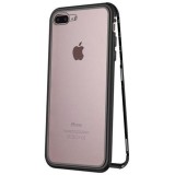 Cumpara ieftin Husa Apple iPhone 8 Plus Magnetica 360 grade Black, MyStyle Perfect Fit cu spate de sticla securizata