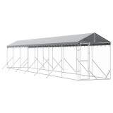 Cumpara ieftin Padoc exterior cu acoperis argintiu 2x14x2,5 m otel galvanizat