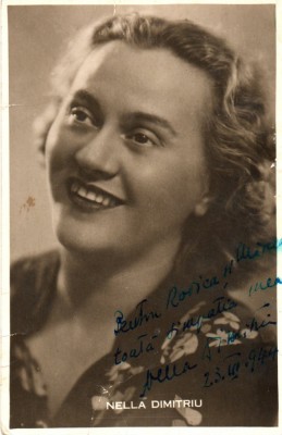 Lot 3 Fotografii Nella Maria Dimitriu Mezzo soprana Opera Romana una cu autograf foto
