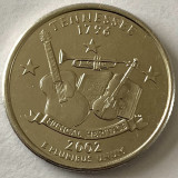 AMERICA QUARTER 1/4 DOLLAR 2002 LITERA P.(PATRIMONIUL MUZICAL ),PLACAT PLATINA, America de Nord, Cupru-Nichel