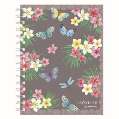 Caiet a5 100 file, cu spira, patratele, motiv ladylike butterflies foto