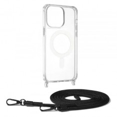 Husa transparenta Apple iPhone 14 Pro Max cu snur Negru Techsuit MagSafe Crossbody foto