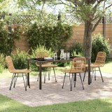 VidaXL Set de masă pentru grădină 5 pcs Maro Rattan poli