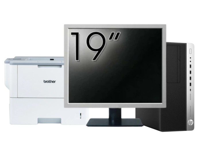 Pachet Calculator Second Hand HP EliteDesk 800 G3 Tower, Intel Core i3-6100 3.70GHz, 8GB DDR4, 256GB SSD, DVD-ROM + Monitor 19&amp;quot; &amp; Imprimanta Brot