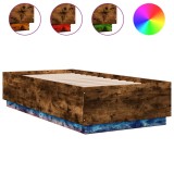 Cumpara ieftin Cadru de pat cu LED, stejar fumuriu, 90x190 cm, lemn prelucrat