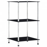 Cumpara ieftin Raft cu 3 niveluri, negru, 40 x 40 x 67 cm, sticlă securizată