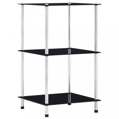 vidaXL Raft cu 3 niveluri, negru, 40 x 40 x 67 cm, sticlă securizată 249509 foto