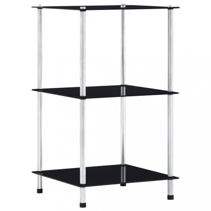 vidaXL Raft cu 3 niveluri, negru, 40 x 40 x 67 cm, sticlă securizată 249509