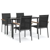 Set mobilier de gradina, 5 piese, negru, textilena si otel